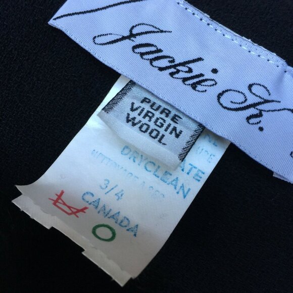 Jackie K Womens Sheath Dress Sheer Striped Sleeves Button Front Pure Wool Black - Picture 5 of 11